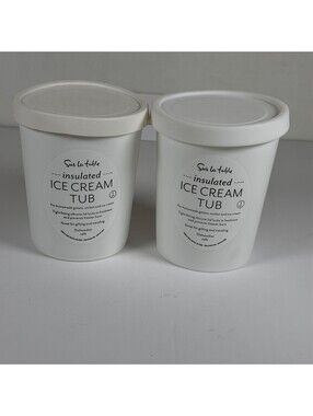 2 Sur La Table Insulated Ice Cream Tubs 1 Quart White Storage Location S-2